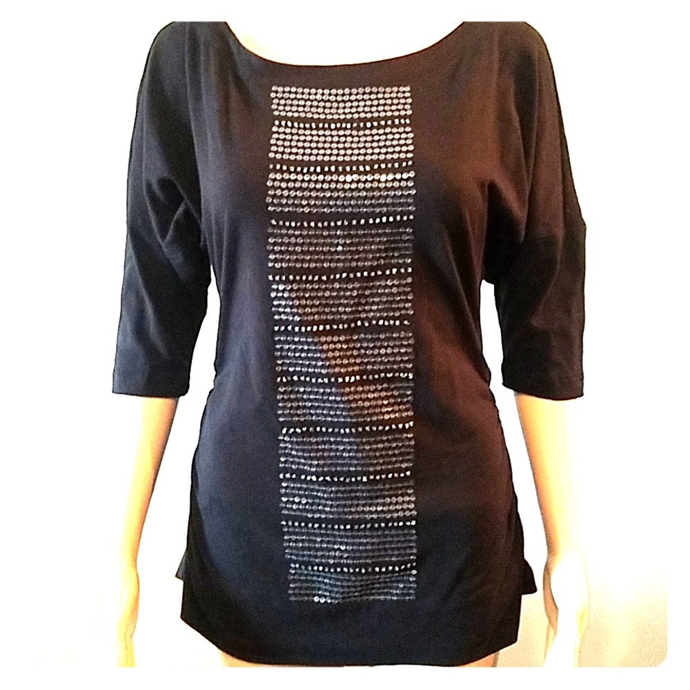 5 FOR $20!!!  Boat Neck Beaded Top by SUNSET RD.